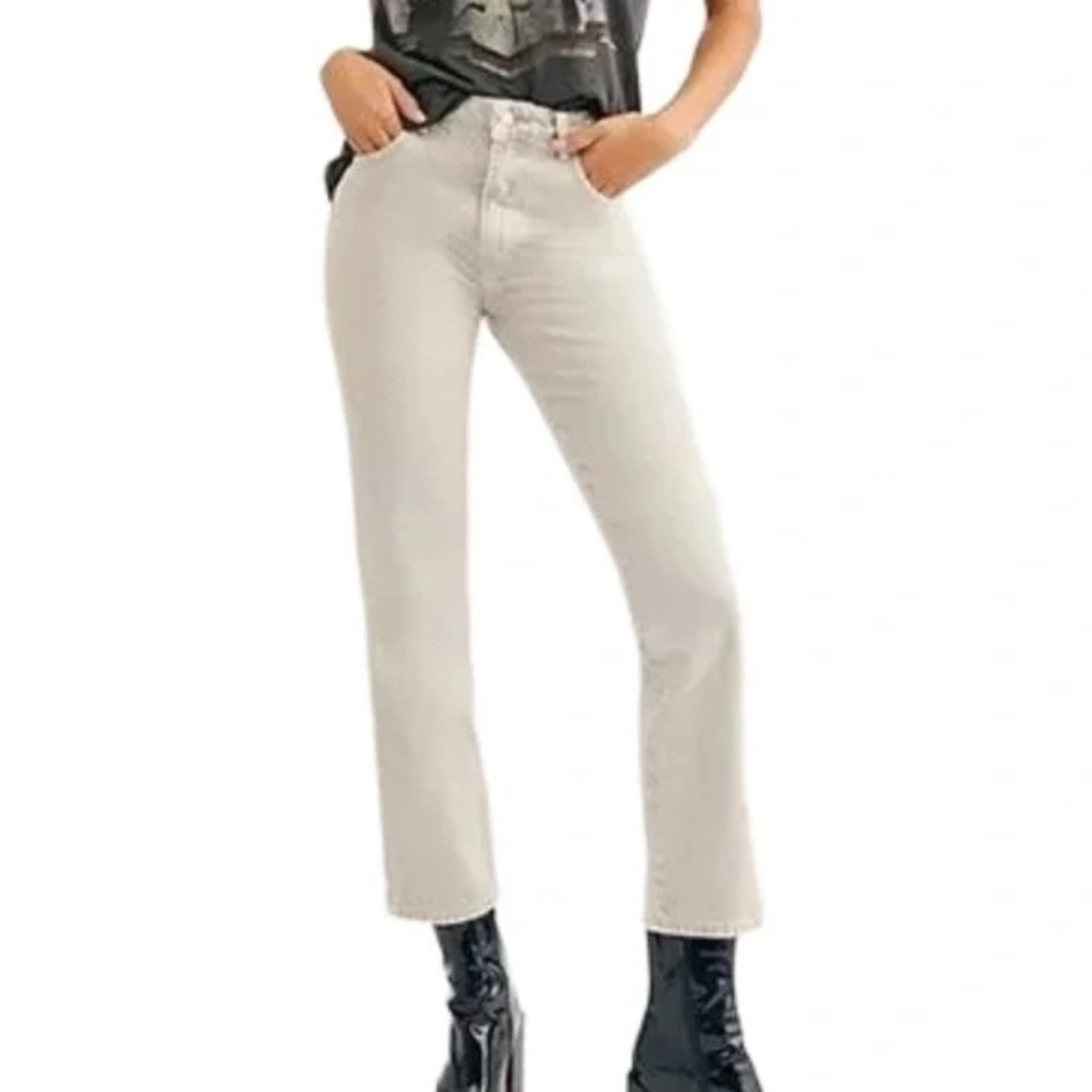 Rolla's Original High Rise Straight Jeans Stone Wash Grey 30